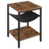 Side Slutbord, Natbord med magasinstativopbevaring, Retro industriel stil ved siden af ​​bordet, Let samling, Træ look accentmøbler med metalramme, rustik brun og sort