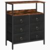 dresser for bedroom, 6 drawer dresser, chest of drawers with open shelve, strong metal frame, storage dresser, for bedroom, living room, closet, easy assembly