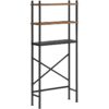 Sopra il ripostiglio della toilette, 3-Organizzatore del bagno di livello sopra il bagno, Autoportando sopra lo scaffale del gabinetto con piedi regolabili, Risparmio di spazio, Facile da montare, Marrone rustico e nero