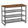 4 Tier Shoe Rack, Shoe Storage Organizer, Shoe Shelf with 3 Mesh Shelves, Hold 12-15 Pairs of Shoes, Wood Look Accent Furniture with Metal Frame, for Entryway, Living Room, Hallway