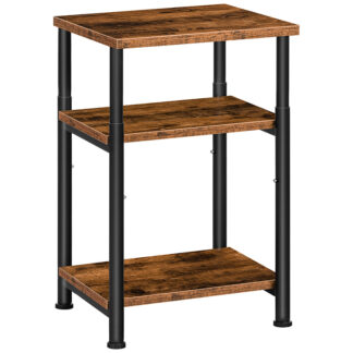 Table d'appoint, Table de chevet réglable en hauteur avec étagères de rangement, 3-Table de bout industrielle haute Tier, Table basse, pour le salon, Chambre à coucher, Étude, Structure solide, Brun rustique