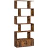 étagère à livres, 6-bibliothèque de niveau avec armoire, Diviseur de salle d'étagère d'affichage, étagères de rangement décoratives autoportantes, pour le salon, chambre à coucher, bureau à domicile