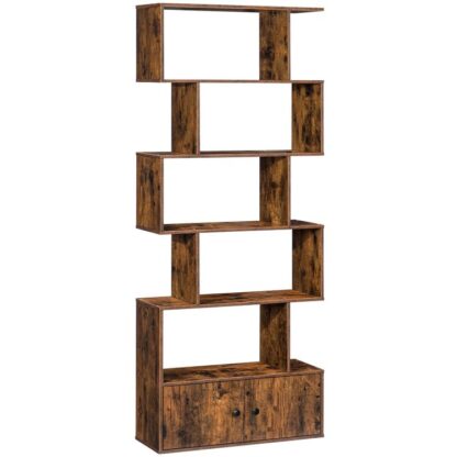 Bicherregal, 6-Tier Librairie mam Cabinet, Display Shelfelzëmmer Divider, freestanding dekorativen Späicherfaarf, Fir Wunnzëmmer, Schlofkummer, doheem Büro