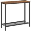 consolle stretta, piccolo tavolo d'ingresso con scaffale, 2 tavolo sottile di livello, tavolino, Tabella di visualizzazione, per corridoio, soggiorno, camera da letto, foyer, rustico marrone e nero