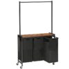 Cart Sorter níocháin le raca éadaí crochta, 126l Ciseán Níocháin Roll, hamraí níocháin 3 cuid, Málaí níocháin inbhainte, seomra níocháin, seomra codlata, Rustic donn agus dubh
