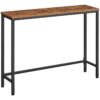 consolle sottile, Tavolo di divano con barra di supporto, Tavolo d'ingresso del corridoio per soggiorno, ingresso, corridoio, robusto, Assemblaggio facile, tavolo accento look legno, rustico marrone e nero