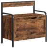 Coffre de rangement, Coffre de rangement avec dossier, Banc de rangement, Les soutiens 220 kg, Banc à chaussures d'entrée avec boîte de rangement relevable, Armature en métal, pour l'entrée, Couloir, Chambre à coucher, Brun rustique