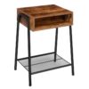 natbord, Industriel slutbord med åbent rum og mesh hylde, Sengbord til lille plads i soveværelset stue, Træ look accentbord, Rustik brun