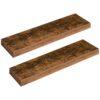 scaffali galleggianti, set di scaffali da parete di 2, 31.5 Scaffale sospeso pollici con parentesi invisibili, per il bagno, camera da letto, toilette, cucina, ufficio, arredamento del soggiorno, marrone rustico