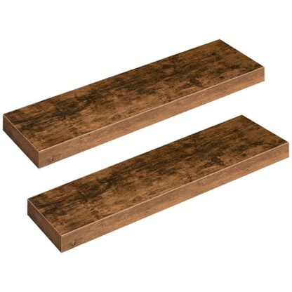 schwiewend Regaler, Wand Regal Set vun 2, 31.5 Zoll hänkt Regal mat onsichtbar Klammeren, Fir d'Buedzëmmer, Schlofkummer, Toilette, Kichen, Büro, Wunnzëmmer Decor, rustikal brong