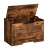 Coffre de rangement, Banc de rangement avec charnière de sécurité, Organisateur de rangement rétro, avec 75 Coffre de rangement cm, Boîtier sur le dessus, Les soutiens 100 kilos, Banc à chaussures d'entrée, Assemblage facile, Brun rustique
