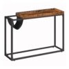 console, table de canapé avec porte-magazine, table d'entrée industrielle avec bord surélevé et cadre métallique, pour le salon, entrée, couloir, robuste, assemblage facile, marron rustique