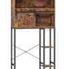 Au-dessus du meuble de rangement des toilettes, Support organisateur de salle de bain avec porte-papier toilette, Support de rangement pour toilettes peu encombrant, Porte de grange coulissante, Brun rustique et noir