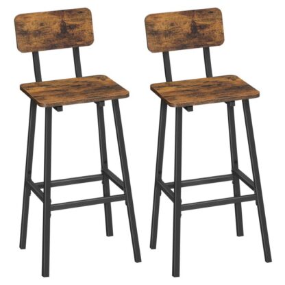 barové stoličky, sada 2, Stoličky proti komisaře s backrest, Kuchyňské snídaňové židle s nohou, průmyslový styl, pro kuchyň, jídelna, bar, kavárna, Rustikální hnědá a černá