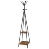 coat rack stand, entryway hall tree, coat tree free standing, hallway storage with 8 hooks and 2 storage shelves, for clothes, hats, umbrellas, easy assemble, rustic brown