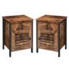 bedside table with drawer 45 x 35 x 61 cm slatted door bedroom industrial design set of 2