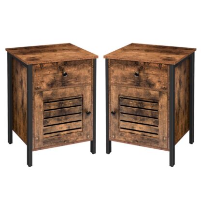Bettwahn Tabelle mat Tirang 45 x 35 x 61 cm helleg Dier Schlofkummer Industrie Design Set vun 2