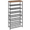 8-Tier Shoe Rack for Front Door Entrance, Shoe Shelf, Shoe Storage Organizer, Holds 24-26 Pairs of Shoes, Metal Frame, Closet, Entryway, Hallway, Foyer, Rustic Brown and Black