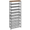 10-Tier Shoe Rack for Front Door Entrance, Shoe Shelf, Shoe Storage Organizer, Holds 36-40 Pairs of Shoes, Metal Frame, Closet, Entryway, Hallway, Foyer, Rustic Brown and Black