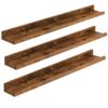 scaffali galleggianti, set di scaffali da parete di 3, 35.4 pollici sospeso con bordo rialzato e staffe invisibili, per il bagno, camera da letto, cucina, ufficio, arredamento del soggiorno, marrone rustico