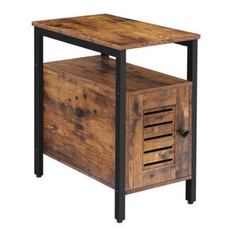 comodino stretto con mobile, Tavolo laterale con porta commutabile per piccolo spazio, Tavolo di fine industriale per sala di ricevimento, camera da letto, cucina, 23.6 x 12.6 X 23.6 pollici, marrone rustico