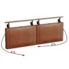 headboard, wall mount hanging headboard with 4 usb ports and led light, pu upholstery, open storage shelf, for bedroom, bar, dining or entryway, queen size, brown
