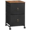 2 Schedario mobile con cassetti, Supporto per stampante con ruote, Schedario verticale, Gabinetto dell'ufficio, Armadietto per l'archiviazione per l'Home Office, Formato A4/Lettera, Cassetto per tessuti non tessuti, Marrone nero e rustico