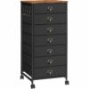 7-Drawer Vertical File Cabinet, Office Cabinet with Drawers, Filing Cabinet for Home Office, with S Hooks and Nameplates, Sturdy Metal Support, Easy Assembly, Black and Rustic Brown