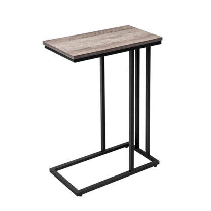 yan masa, sehpa, C şekli, küçük sehpa, 46 x 25 X 63.5 santimetre, Ayarlanabilir ayaklı oturma odası masası, metal çerçeve, endüstriyel tasarım, gri siyah