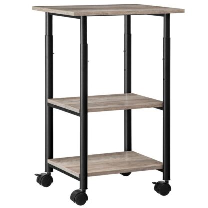 skriverstativ, 3-Tier Industrial under Desk Printer Cart med hylle, Mobil kraftig lagringsstativ på hjul for hjemmet, kontor, grå og svart