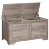 Storage Chest with 2 Lids, 39.4 in Storage Bench, Storage Trunk with Internal Divider, Shoe Bench, for Entryway, Living Room, Bedroom, Greige
