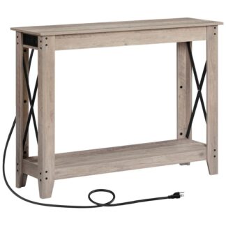 39.4" console table narrow sofa table with outlets & موانئ USB الممر