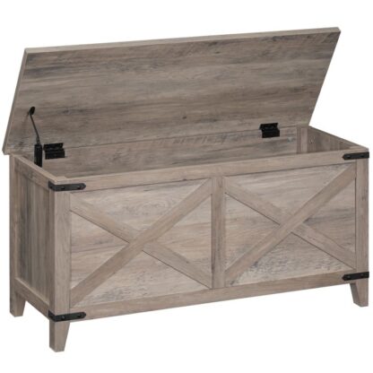 Bauerenhaff Späicherbank, Hëlze Späicherkëscht, 39.3" Retro toy Brust mat Scheier-stilt vir, Spillsaach Box Organisator mat Metallstoffer a Lift uewen, fir Wunnzëmmer, Griichesch