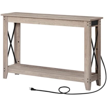 47.2" Konsolitaulukko Entrway Table Kapea sohvapöytä pistorasialla & USB -satamien käytävä olohuone