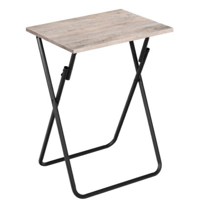 Table de plateau TV pliante, Table de collation de canapé, Table d'appoint pour petit espace, Support à café pliable, Table de bout pour ordinateur portable, Tableau des boissons, pour le salon, Chambre à coucher, Cuisine, Gris et Noir
