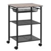 support d'imprimante, 3-chariot d'imprimante de niveau avec tiroir en filet réglable, Imprimante de rack de stockage robuste Tableon roues, pour le bureau à domicile, Greige et noir