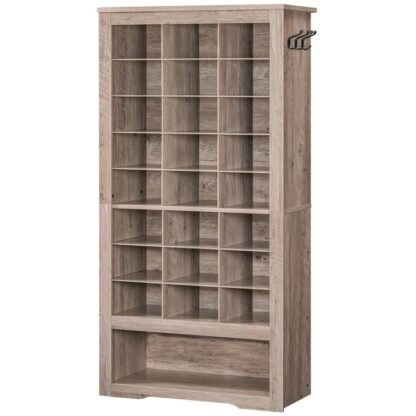 gabinete de sapatos, 8-Gabinete de armazenamento de calçados pesados ​​de camada, Rack de sapatos independentes com 24 cubbies e 3 ganchos, para entrada, armário, vivendo
