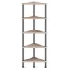 Scaffale d'angolo, libreria angolare a parete a 5 livelli industriale con telaio metallico, Servi, libreria d'angolo per piccoli spazi, soggiorno, Greige e nero