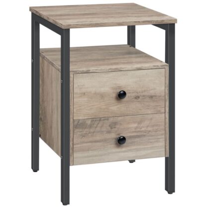 Lopputaulukko, Side Table, Sänkypöytä 2 Laatikot ja säilytyshyllyt, Side Sivupöytähuoneen sohvapöytä, Korostuskalusteet, Helppo kokoonpano, Harmaa ja musta