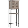 support de rangement de toilettes, armoire sur le pavillon avec porte de volet, Économiseur d'espace de salle de bain multifonctionnel industriel, facile à assembler, écurie, gris