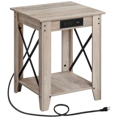 Sluttabel 2-lags natbord med USB-porte og forretninger Sofa Sofabord Stue