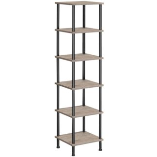 6-scaffale d'angolo di livello, scaffale di visualizzazione a rack quadrata angolare, supporto per impianti di portapacchi alti, libreria d'angolo per piccoli spazi, soggiorno, ufficio a casa, cucina, grigio e nero