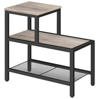 Table d'appoint étroite, Fin de table, Petite table d'appoint de rangement avec étagères à 3 niveaux, Table d'appoint de canapé industriel pour petits espaces, Salon, Robuste, Assemblage facile, Gris et Noir