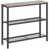 29.5" consolle stretta, 3-Tabella di ingresso di livello, Tavolo di divano sottile con ripiani, tavolino, Tabella di visualizzazione, per corridoio, Entrata, soggiorno, camera da letto, Greige e nero