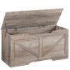Baule portaoggetti, Organizer per scatole di giocattoli retrò con linguetta ritagliata a forma di U, Panca portaoggetti, Cerniera di sicurezza, Robusta cassapanca per giocattoli, Di legno, Supporta 220 libbre, Montaggio semplice, Grigio
