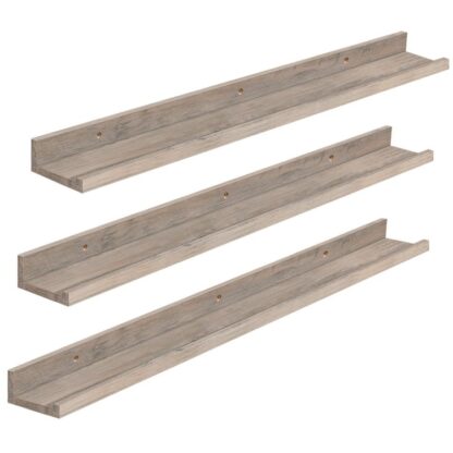 schwiewend Regaler, Wand Regal Set vun 3, 35.4 Zoll hänken Regal mat opgehuewe Rand an onsichtbar Klammern, Fir d'Buedzëmmer, Schlofkummer, Kichen, Büro, Wunnzëmmer Decor, Grafkéng