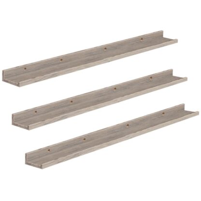 schwiewend Regaler, Wand Regal Set vun 3, 35.4 Zoll hänken Regal mat opgehuewe Rand an onsichtbar Klammern, Fir d'Buedzëmmer, Schlofkummer, Kichen, Büro, Wunnzëmmer Decor, Grafkéng