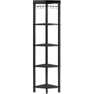 5 Supporto per mensola ad angolo, Scaffale per la libreria angolare industriale, Supporto per impianto a portata d'archivio angolare, Libreria ad Angolo per Piccoli Spazi, Nero