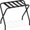 porte-bagages, Stand de valise pliable en métal pour la chambre, tient à 100 kg, 27 x 15.3 x 22 pouces, cadre en acier, bracelets en nylon, hôtel, chambre à coucher, placard, noir