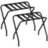 Portabagagli, Pacchetto di 2, Supporto per valigia pieghevole in metallo per la camera degli ospiti, Regge fino a 100 libbre, 27 x 15.3 X 22 Pollici, Telaio in acciaio, Cinghie di nylon, Hotel, Camera da letto, Guardaroba, Nero